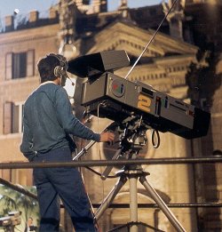 Cameraman van de RAI, Radiotelevisione Italiana.