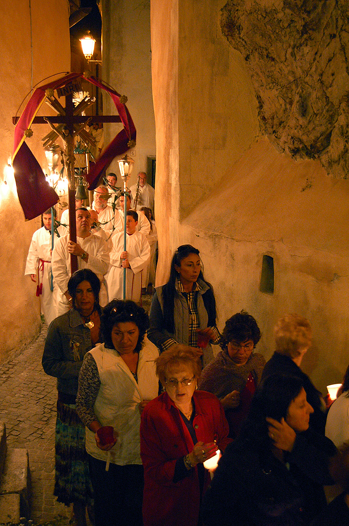 Processie inCervara di Roma (RM, Abruzzen, Itali), Procession in Cervara di Roma (RM, Abruzzo, Italy)