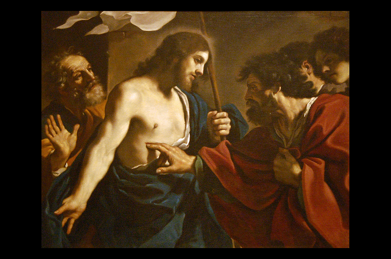 Guercino, de Ongelovige Thomas, Rome; Guercino, The Incredulity of Saint Thomas, Rome