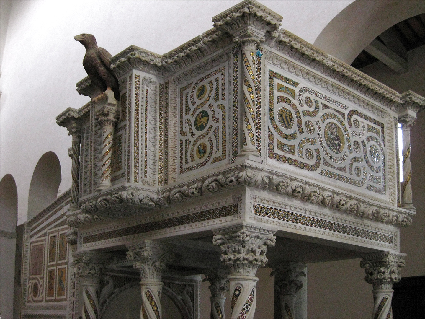 Evangeliekansel (Ravello, Campani, Itali).; Pulpit of the Gospels (Ravello, Campania, Italy.