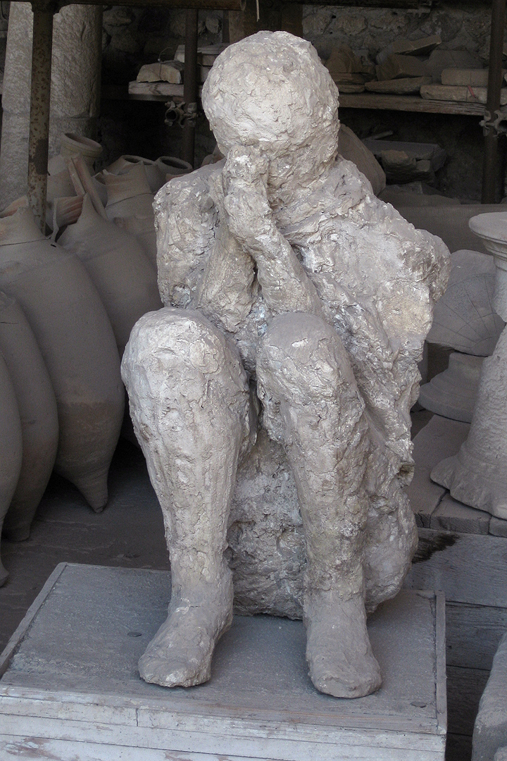 Gipsafgietsel, Pompeii; Cast of a mule-driver, Pompeii, Campania, Italy