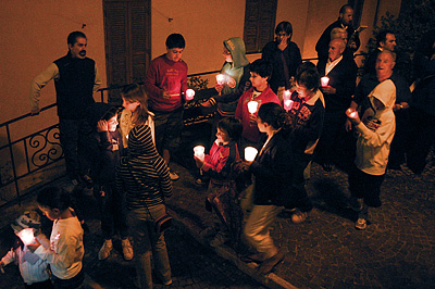 Processie inCervara di Roma (RM, Abruzzen, Itali); Procession in Cervara di Roma (RM, Abruzzo, Italy)