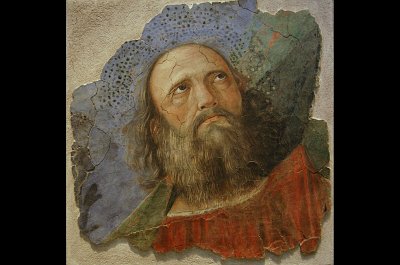 Hoofd van een profeet. Melozzo da Forli, Fresco by Melozzo da Forli, Rome, Italy