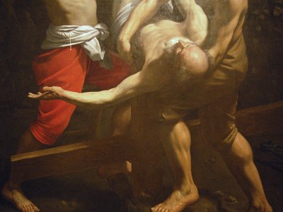 Guido Reni, kruisiging van Petrus, detail (Rome)., Guido Reni, Crucifixion of St Peter (Rome)