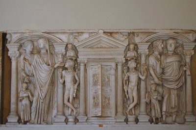 Romeinse sarcofaag in het Vaticaans Museum; Roman sarcophagus in the vatican Museum