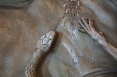 Mithras die een stier slacht (detail), Rome.; Mithras and the Bull (detail), Rome.