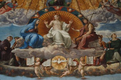 Het Dispuut over het Heilige Sacrament, Rome, The Disputation of the Sacrament, Raphael, Rome.