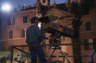 Cameraman op de Piazza Farnese (Rome), Cameraman on Piazza Farnese in Rome