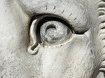 Oog van een gebeeldhouwde leeuw; The eye of a sculptured lion