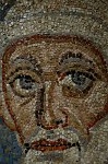 Mozaiekfragment met het hoofd van Sint-Pieter.; Mosaic-fragment wirh the head of St Peter